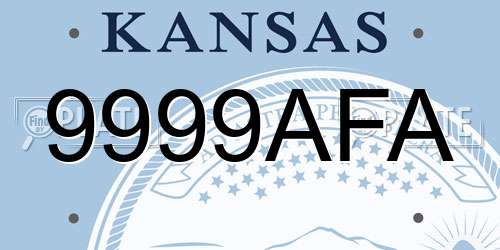 9999AFA Kansas License Plate