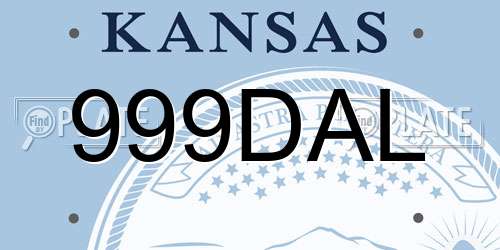 999DAL Kansas License Plate