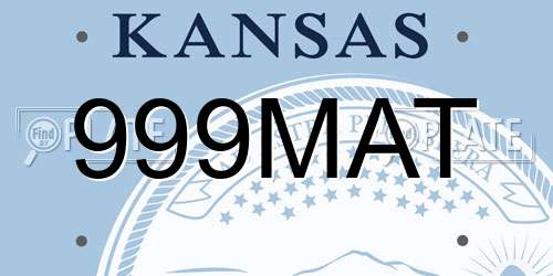 999MAT Kansas License Plate
