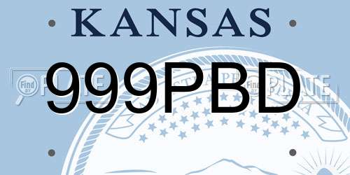 999PBD Kansas License Plate