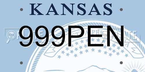 999PEN Kansas License Plate