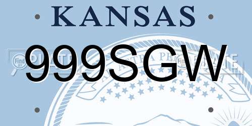 999SGW Kansas License Plate