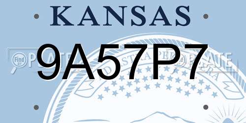 9A57P7 Kansas License Plate