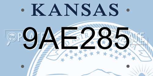 9AE285 Kansas License Plate