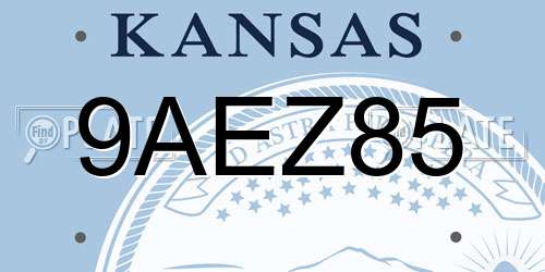 9AEZ85 Kansas License Plate