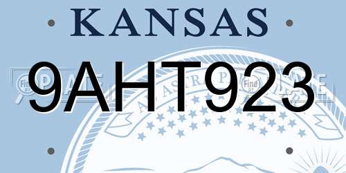 9AHT923 Kansas License Plate