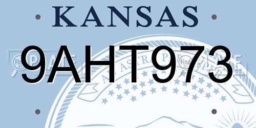 9AHT973 Kansas License Plate