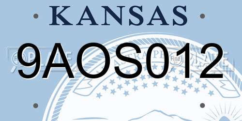 9AOS012 Kansas License Plate