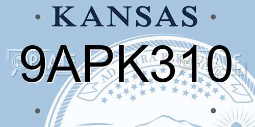 9APK310 Kansas License Plate