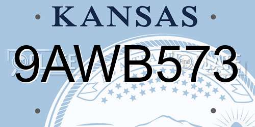 9AWB573 Kansas License Plate