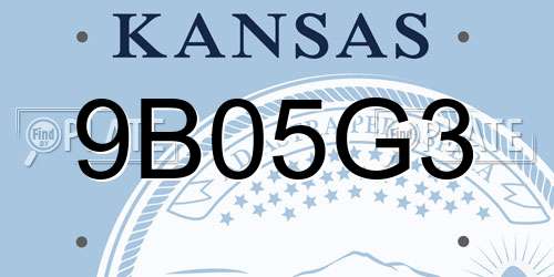 9B05G3 Kansas License Plate