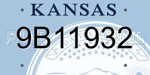 9B11932 Kansas License Plate