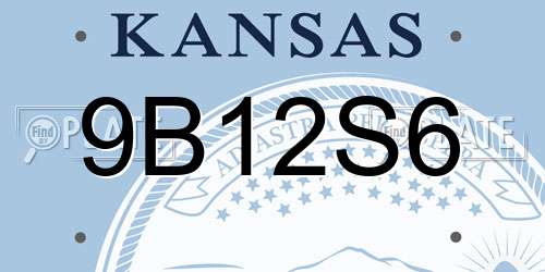 9B12S6 Kansas License Plate