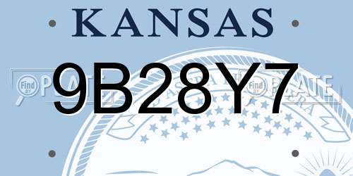 9B28Y7 Kansas License Plate