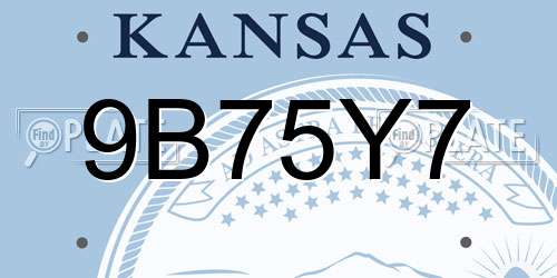 9B75Y7 Kansas License Plate