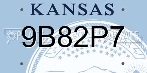 9B82P7 Kansas License Plate