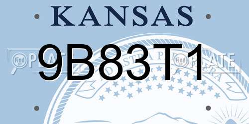 9B83T1 Kansas License Plate