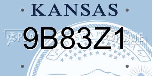 9B83Z1 Kansas License Plate
