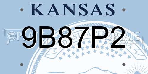 9B87P2 Kansas License Plate