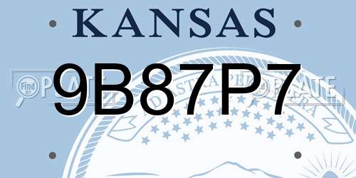 9B87P7 Kansas License Plate