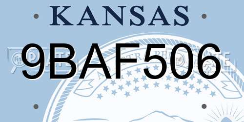 9BAF506 Kansas License Plate
