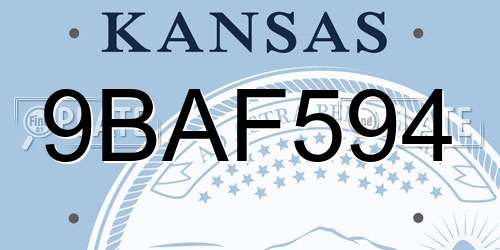 9BAF594 Kansas License Plate