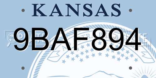 9BAF894 Kansas License Plate