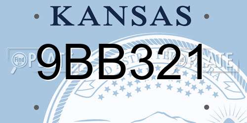 9BB321 Kansas License Plate