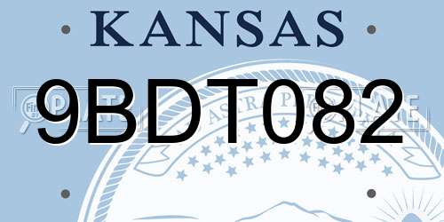 9BDT082 Kansas License Plate