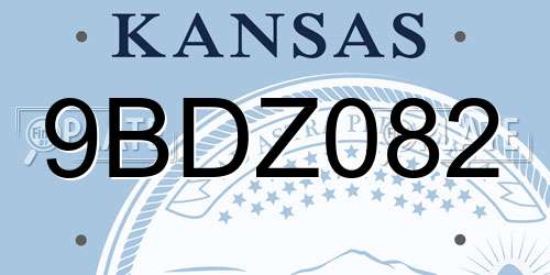 9BDZ082 Kansas License Plate