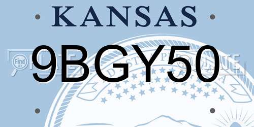 9BGY50 Kansas License Plate
