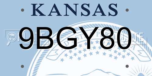 9BGY80 Kansas License Plate