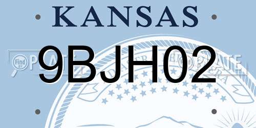 9BJH02 Kansas License Plate