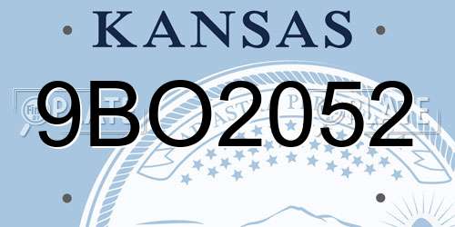 9BO2052 Kansas License Plate
