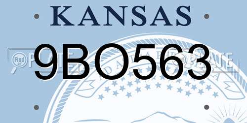 9BO563 Kansas License Plate