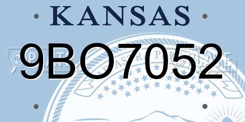 9BO7052 Kansas License Plate