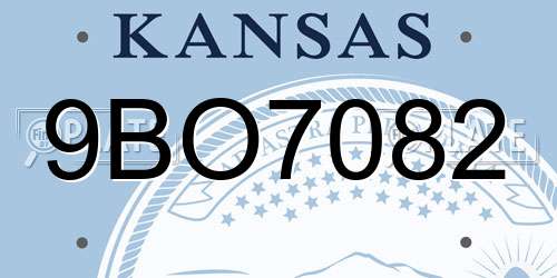 9BO7082 Kansas License Plate