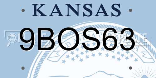 9BOS63 Kansas License Plate