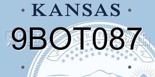 9BOT087 Kansas License Plate