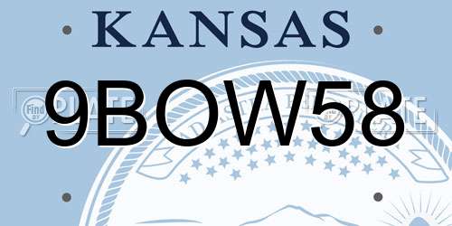 9BOW58 Kansas License Plate