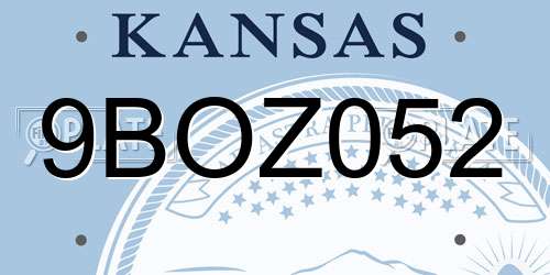9BOZ052 Kansas License Plate