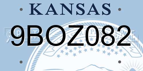 9BOZ082 Kansas License Plate