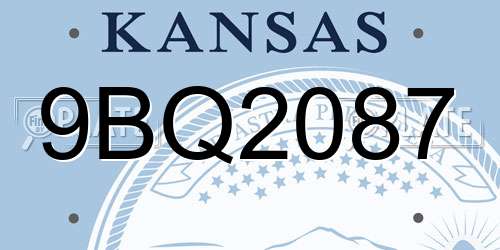 9BQ2087 Kansas License Plate
