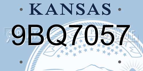 9BQ7057 Kansas License Plate