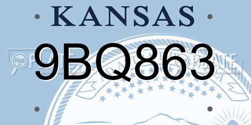 9BQ863 Kansas License Plate