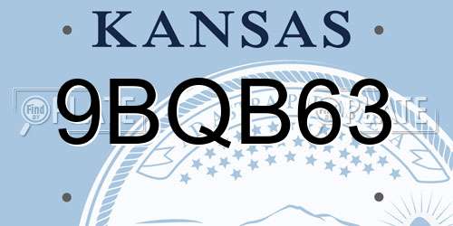 9BQB63 Kansas License Plate
