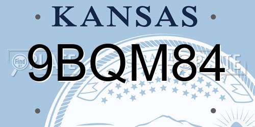 9BQM84 Kansas License Plate