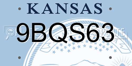 9BQS63 Kansas License Plate