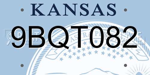 9BQT082 Kansas License Plate