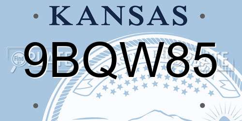 9BQW85 Kansas License Plate